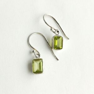 Peridot Dangle Drop Earrings in Sterling Silver Green